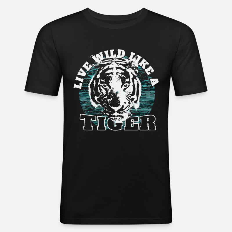 Tiger - Männer Slim Fit T-Shirt - Schwarz