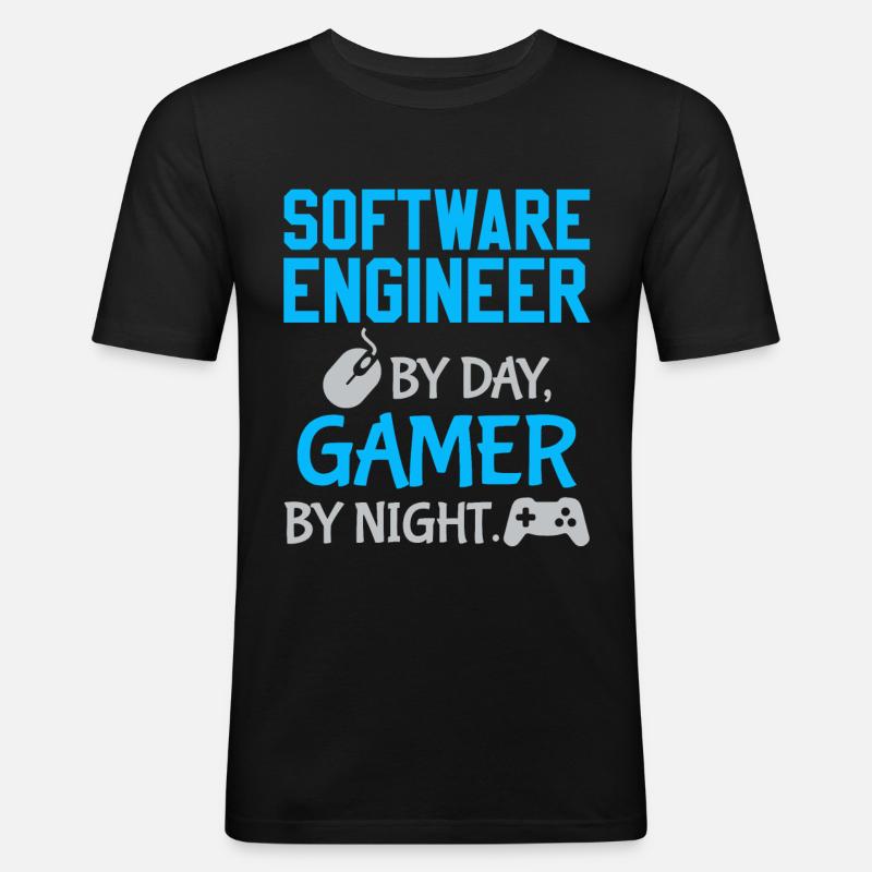 Gamer Software Ingenieur - Männer Slim Fit T-Shirt - Schwarz