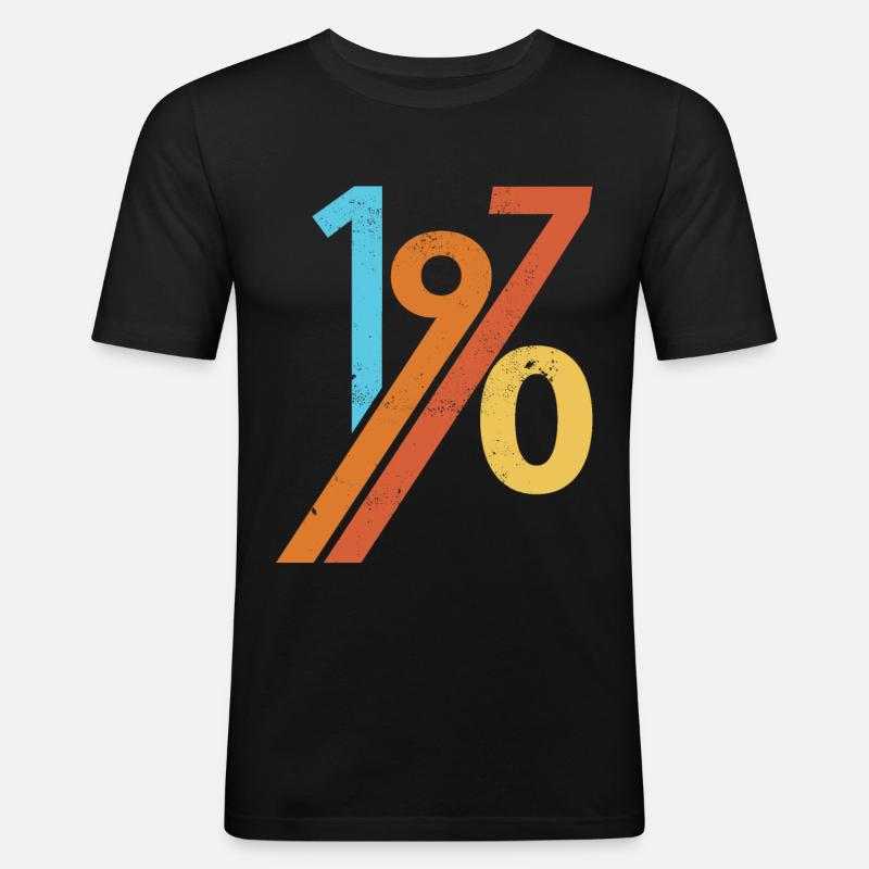 1970 - Männer Slim Fit T-Shirt - Schwarz