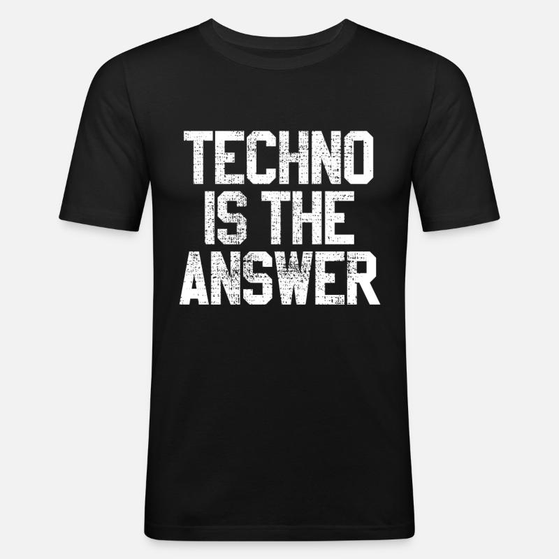 Techno is the answer - Men's Slim Fit T-Shirt - black