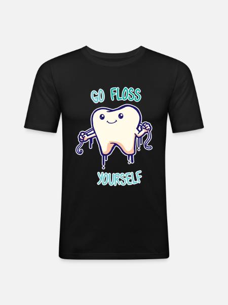 Tooth dentist flossing - Men's Slim Fit T-Shirt - black