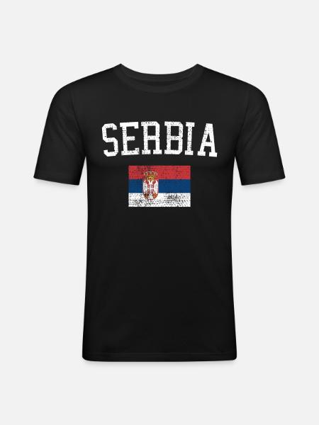Serbie - T-shirt près du corps Homme - noir