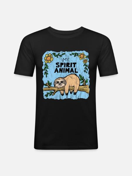Chilling Lazy Sloth - Men's Slim Fit T-Shirt - black