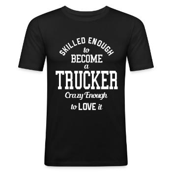 vrachtwagenchauffeur - Mannen slim fit T-shirt - zwart - Voor - Nik (191cm)