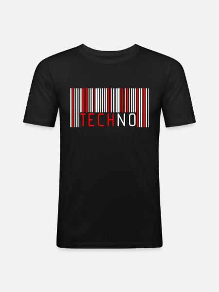 Code barre techno - T-shirt près du corps Homme - noir