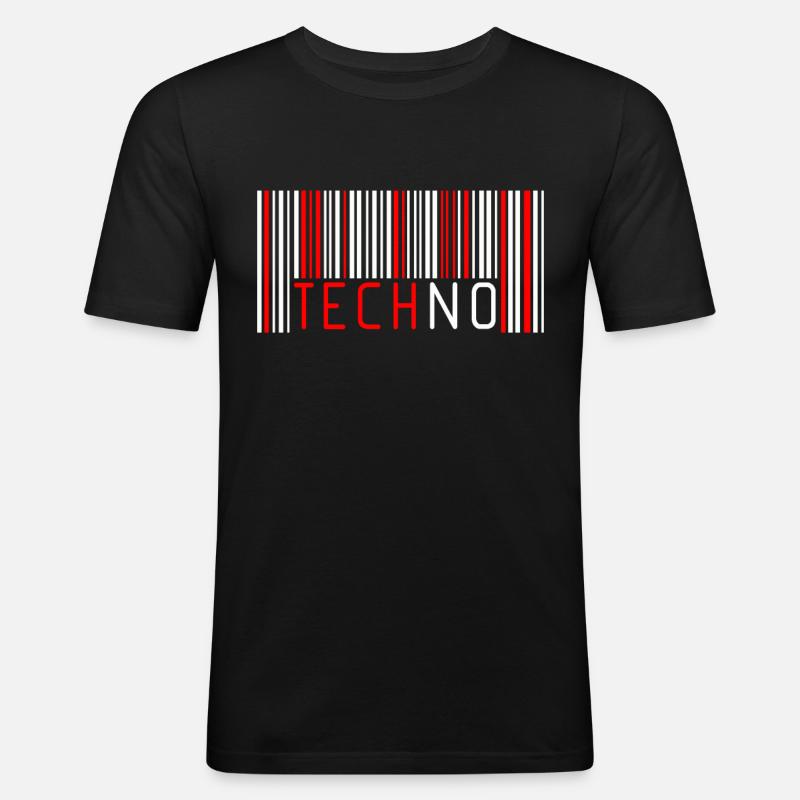 Barcode Techno - Männer Slim Fit T-Shirt - Schwarz