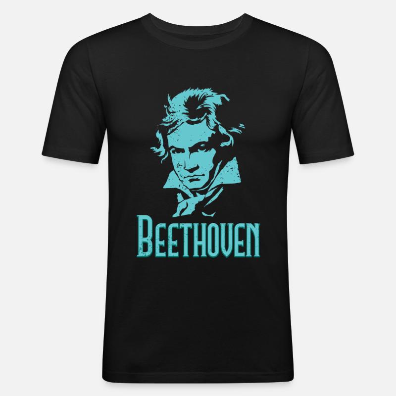 Beethoven - Männer Slim Fit T-Shirt - Schwarz