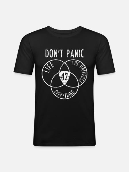 The Answer Is 42 - Männer Slim Fit T-Shirt - Schwarz