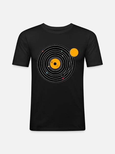 Disques Vinyles - T-shirt près du corps Homme - noir