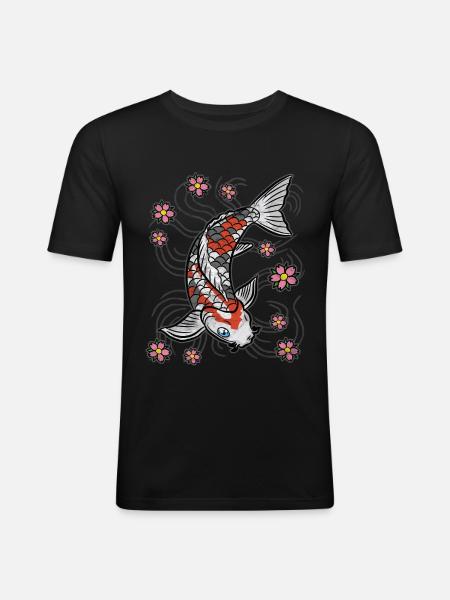 Koi fish carp pond - Men's Slim Fit T-Shirt - black