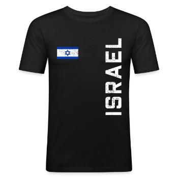 Israel Retro Trikot - Männer Slim Fit T-Shirt - Schwarz - Vorne - Nik (191cm)