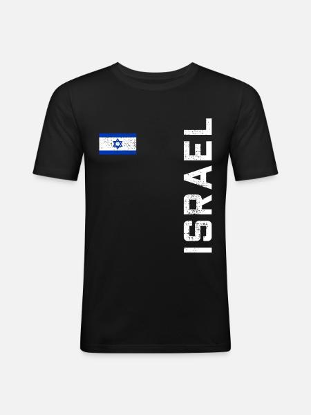 Israel Retro Trikot - Männer Slim Fit T-Shirt - Schwarz