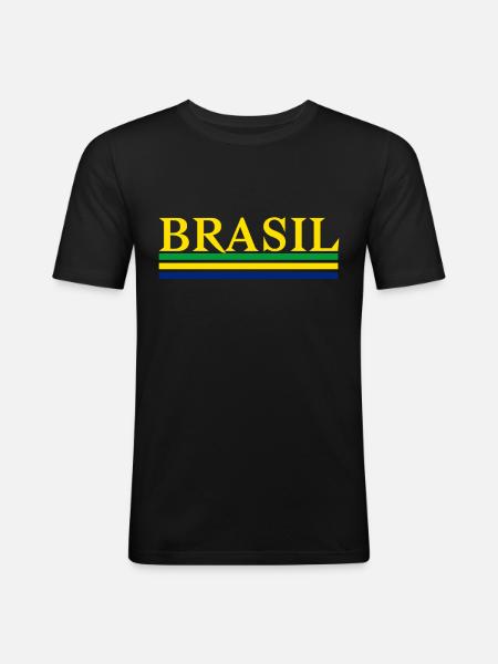 Brasilien - Männer Slim Fit T-Shirt - Schwarz