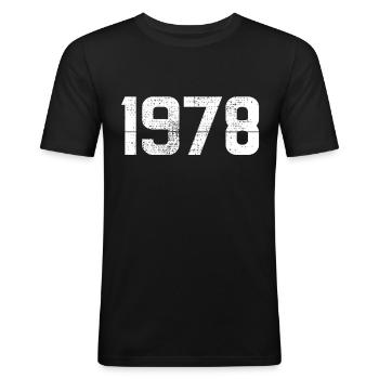 1978 - Männer Slim Fit T-Shirt - Schwarz - Vorne - Nik (191cm)