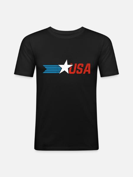 Usa star stripes - Men's Slim Fit T-Shirt - black