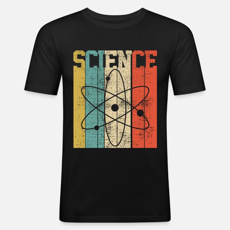 SCIENCE ATOM - Männer Slim Fit T-Shirt - Schwarz
