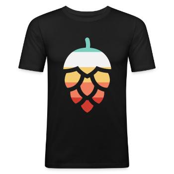 Retro Bier Hopfen - Männer Slim Fit T-Shirt - Schwarz - Vorne - Nik (191cm)