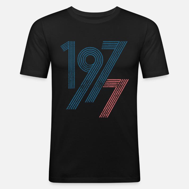 1977 - Männer Slim Fit T-Shirt - Schwarz