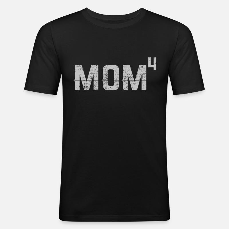 Mama 4 Kinder - Männer Slim Fit T-Shirt - Schwarz