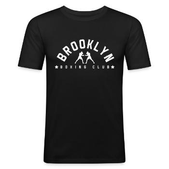 Club de boxe de Brooklyn - T-shirt près du corps Homme - noir - Devant - Nik (191cm)