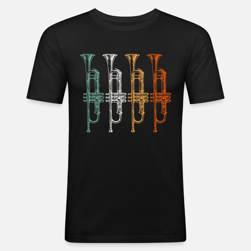 Trompete - Männer Slim Fit T-Shirt - Schwarz