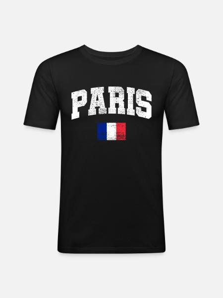 Paris Paris - Männer Slim Fit T-Shirt - Schwarz
