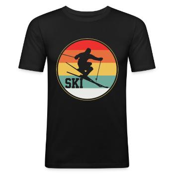 SKI SKI SKI SKI - Herre Slim Fit T-Shirt - sort - Foran - Nik (191cm)