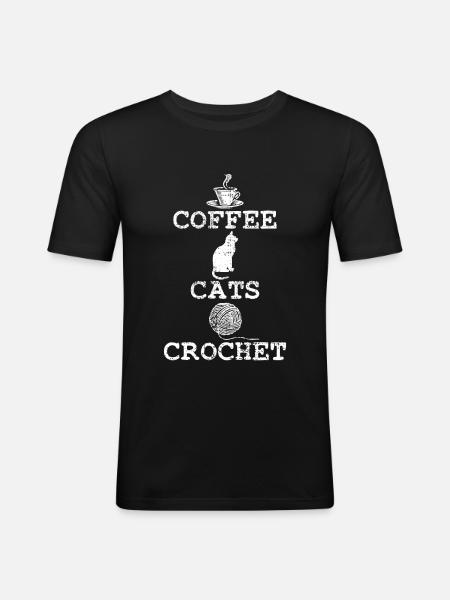 Café Haekeln - T-shirt près du corps Homme - noir