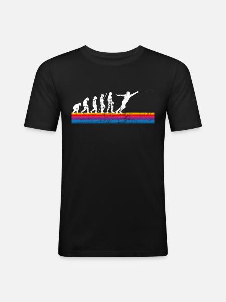 Fechten Evolution - Männer Slim Fit T-Shirt - Schwarz