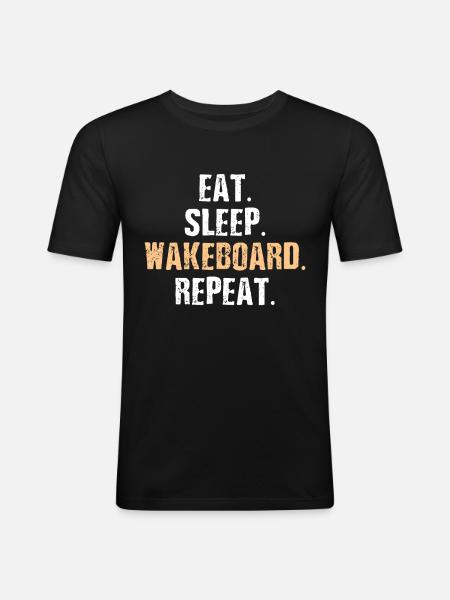 Wakeboard Eat Sleep - Männer Slim Fit T-Shirt - Schwarz
