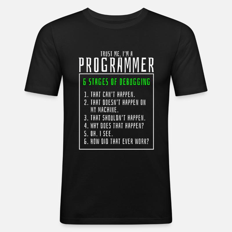 Étapes de débogage programmeur - T-shirt près du corps Homme - noir