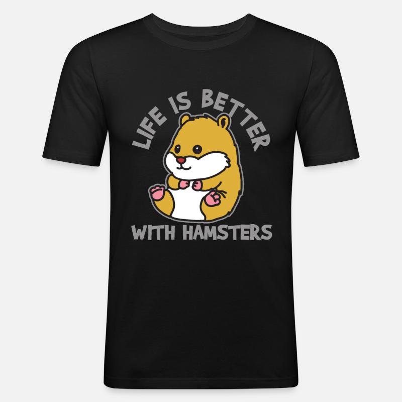 Hamster Hamster - Männer Slim Fit T-Shirt - Schwarz
