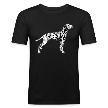 Dalmatiens - T-shirt près du corps Homme - noir - Devant - Nik (191cm)