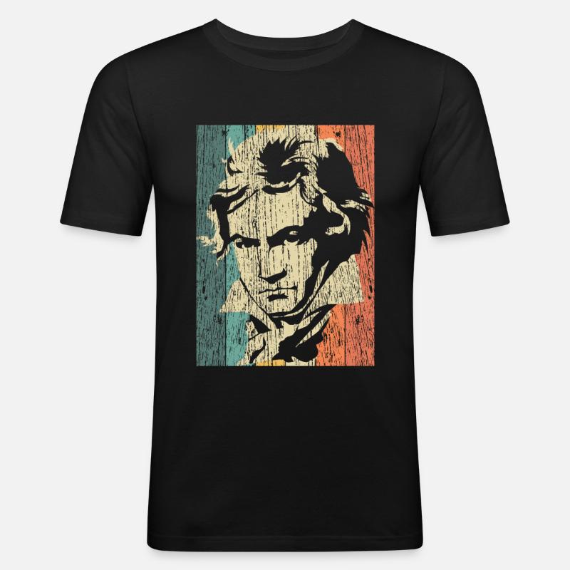 Beethoven - Männer Slim Fit T-Shirt - Schwarz