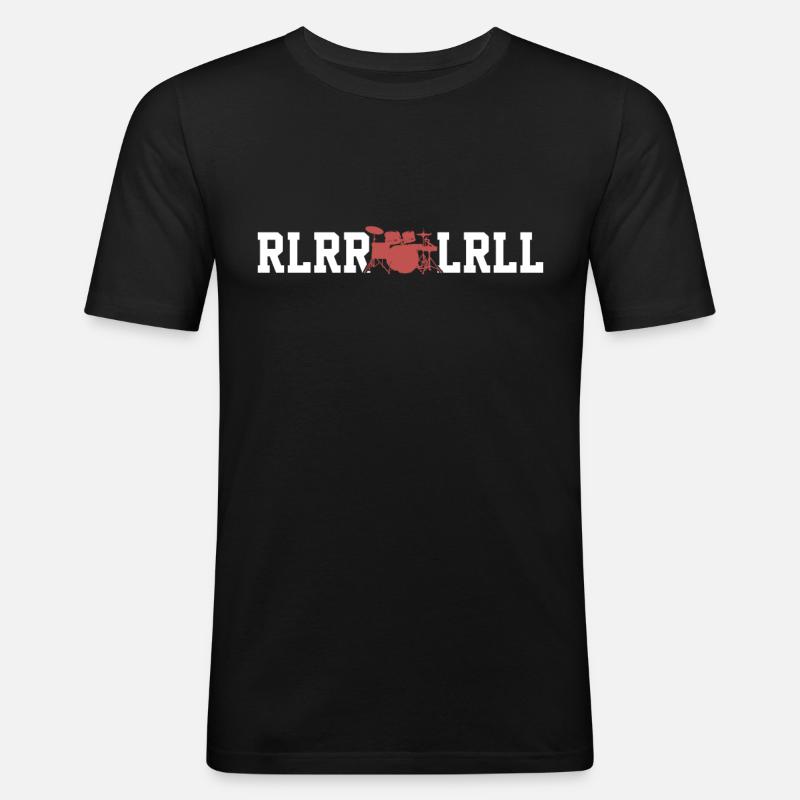 Schlagzeug - Männer Slim Fit T-Shirt - Schwarz
