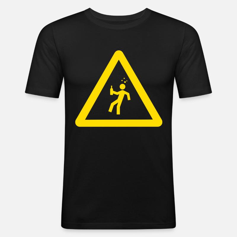 Vorsicht Trinker - Männer Slim Fit T-Shirt - Schwarz