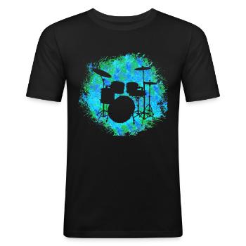 Drum instrument drummer music gift - Men's Slim Fit T-Shirt - black - Front - Nik (191cm)