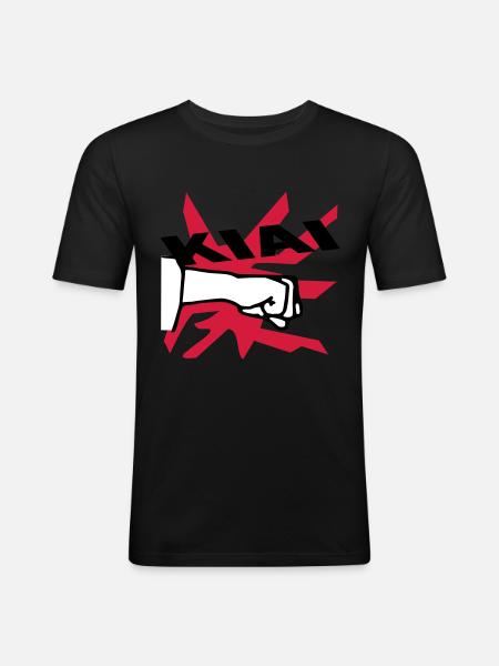 karaté kiai - T-shirt près du corps Homme - noir