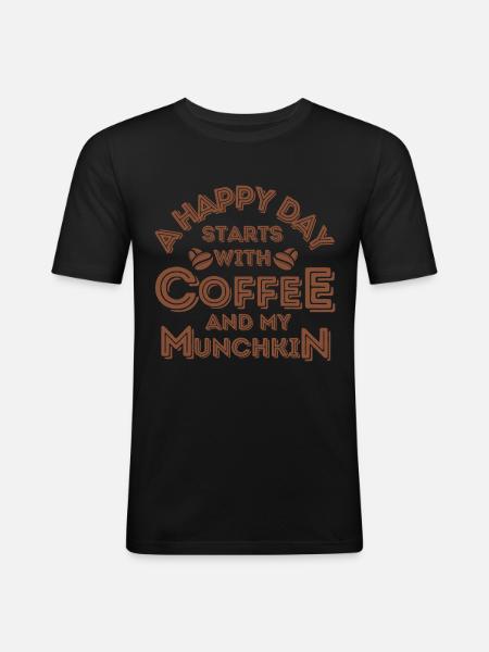 Munchkin Cat Coffee Cafe - Men's Slim Fit T-Shirt - black