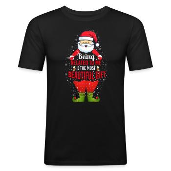 Being Related To Me – Lustiger Weihnachtsmann - Männer Slim Fit T-Shirt - Schwarz - Vorne - Nik (191cm)