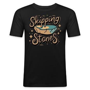 Skipping Stones - Männer Slim Fit T-Shirt - Schwarz - Vorne - Nik (191cm)