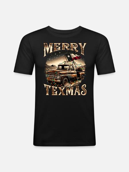 Merry Texmas – Camionnette - T-shirt près du corps Homme - noir