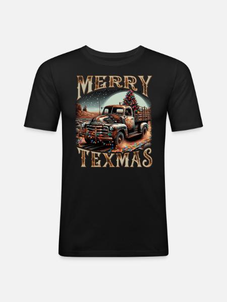 Merry Texmas – Camionnette - T-shirt près du corps Homme - noir