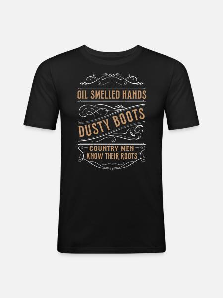 Olie lugtede hænder Støvede støvler Country Men Roots - Herre Slim Fit T-Shirt - sort