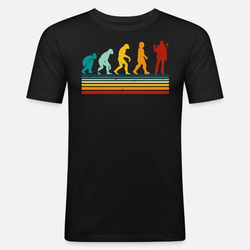 Retro Evolution Holzfäller - Holzhacker - Männer Slim Fit T-Shirt - Schwarz