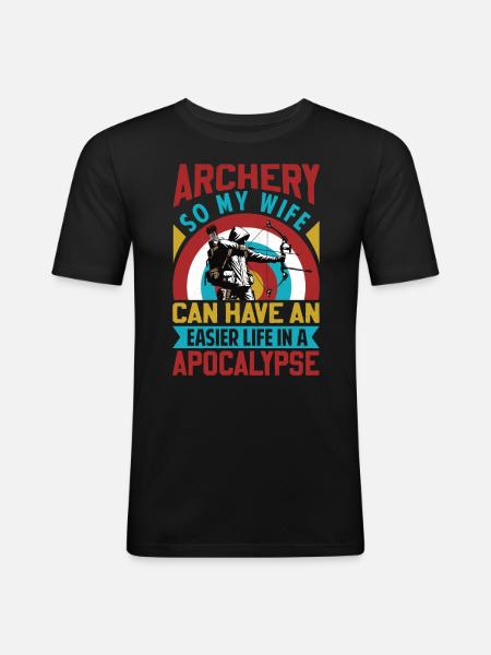 Funny Archery Saying - Apocalypse - Men's Slim Fit T-Shirt - black