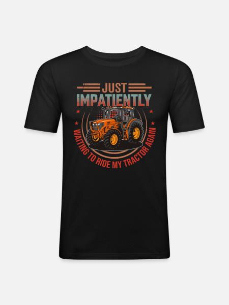 Retro traktor høsttid - siger engelsk - Herre Slim Fit T-Shirt - sort
