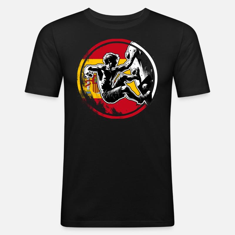 Spain Climber – Distressed Boulderer Climbing - Männer Slim Fit T-Shirt - Schwarz