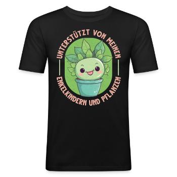 Powered by Grandchildren And Plants Design - Men's Slim Fit T-Shirt - black - Front - Nik (191cm)