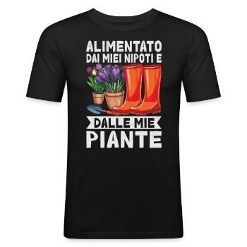 Propulsé par les petits-enfants et la conception des plantes - T-shirt près du corps Homme - noir - Devant - Nik (191cm)